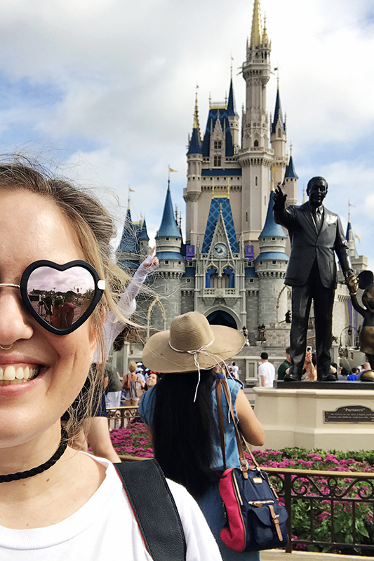 marnie selfie in front of cinderella castle at walt disney world