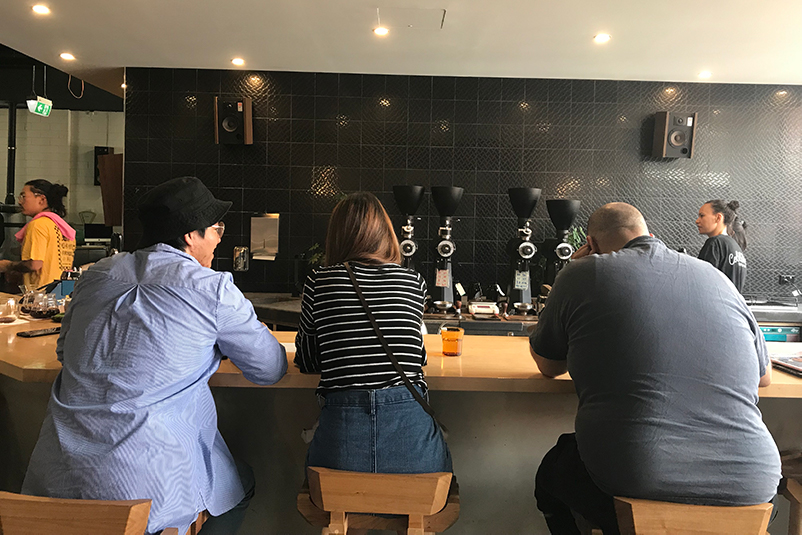 The cupping counter at Aunty Peg's Brew Bar, Melbourne