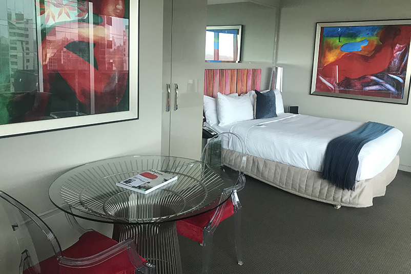 Interior of a Deluxe Studio Suite Balcony room at The Blackman