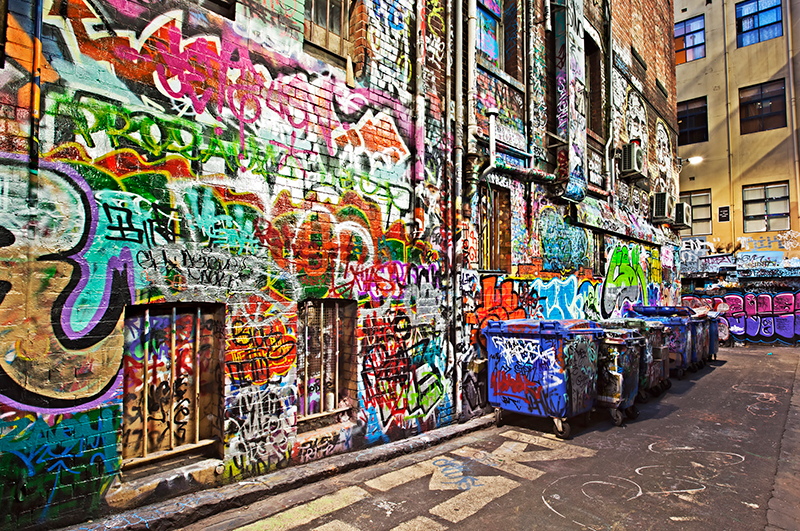 A graffiti alley in Melbourne's Hosier Lane.