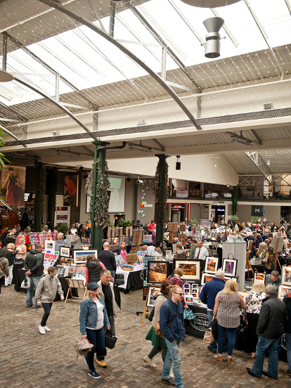 Shoppers walking through Merchant Square