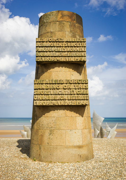 A monument at Omaha Beach in France.