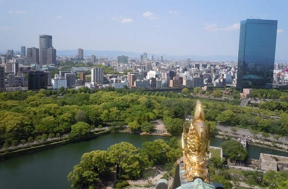 Osaka, osaka casstle, osaka skyline