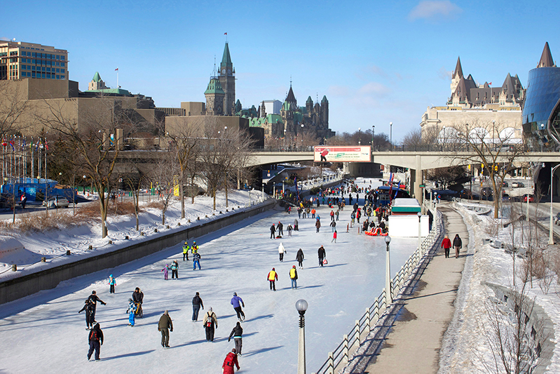 Ice-skating at Rideau Canal in winter