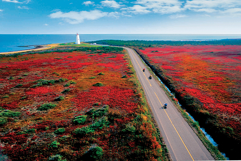 Driving in Miscou Island, New Brunswick, in autumn