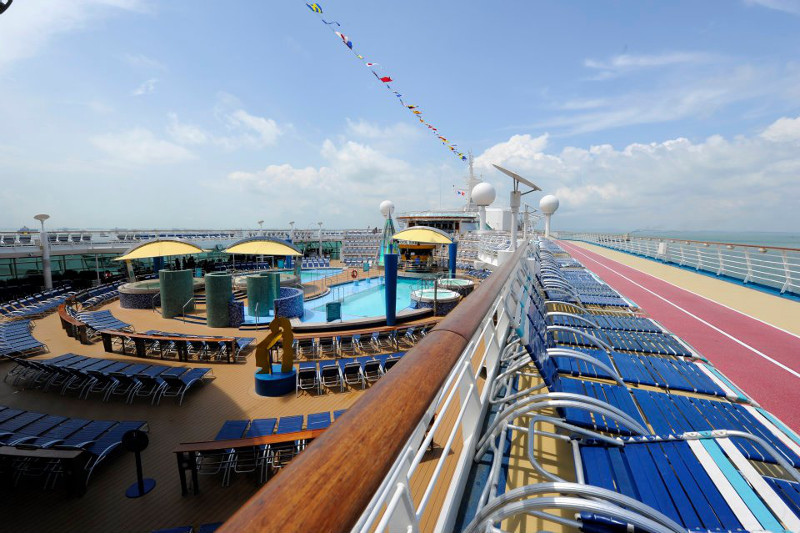 The top deck of a Royal Caribbean cruise ship.