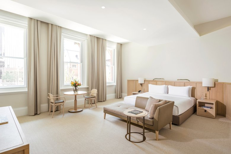 Image of a very spacious room at the COMO in Perth with minimal design