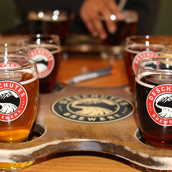 Beer flight at Deschutes Public House, Portland, USA