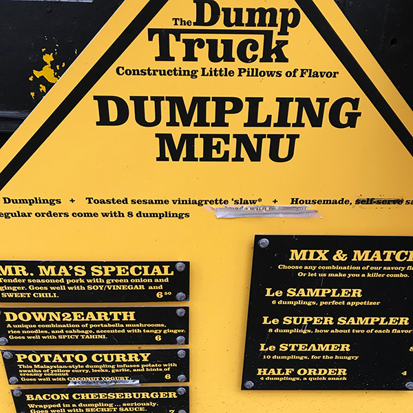 The Dump Truck food cart menu