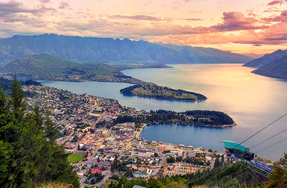 sunset over queenstown