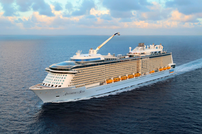 Royal Caribbean's Anthem of the Seas cruise ship at sea.