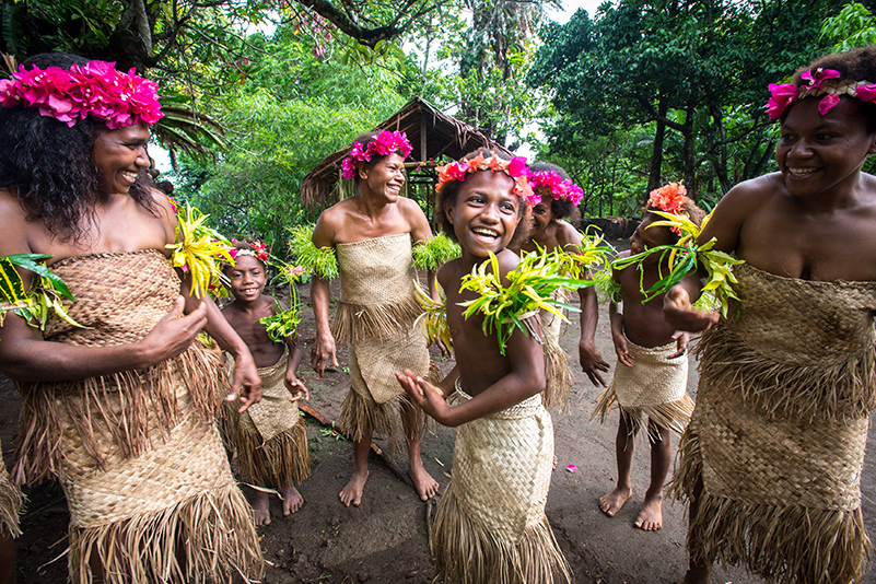 Local Vanuatu kids in national dress