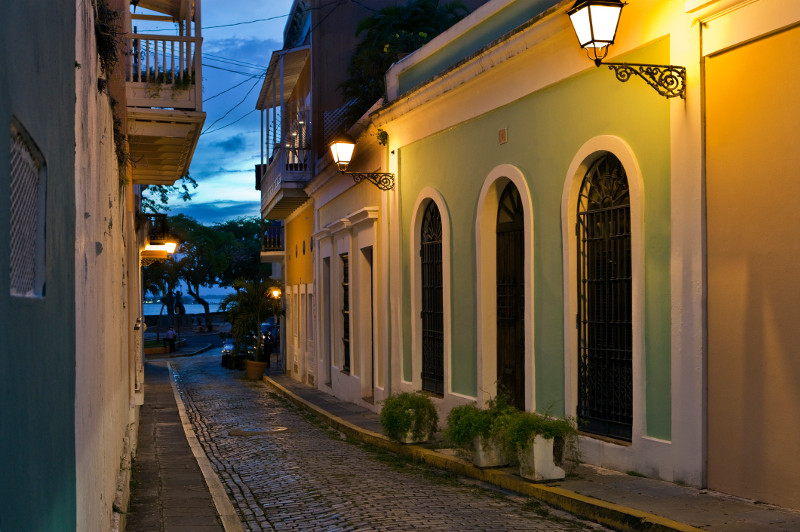 A cobbled street in San Juan, Puerto Rico.