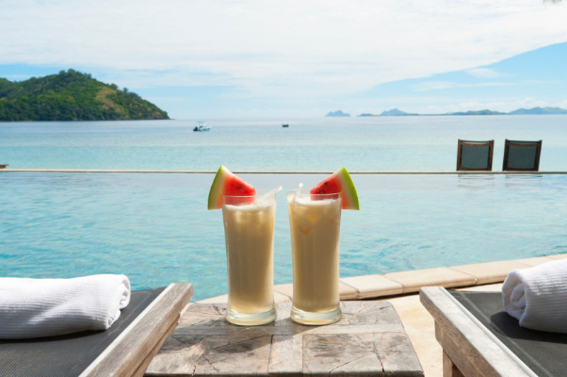 cocktails by pool