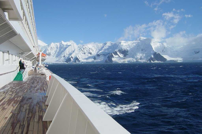 Crystal cruise ship in the antarctic