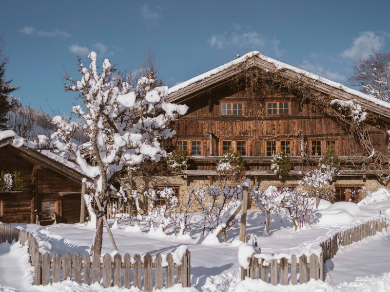 winter exterior of Les Fermes de Marie