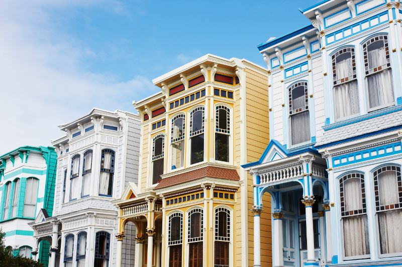 colourful Victorian homes in the mission district, san francisco