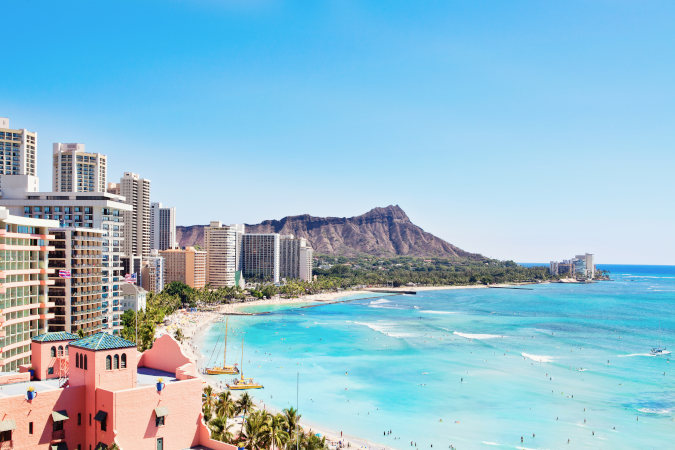 Waikiki Beach with Diamond head in the background