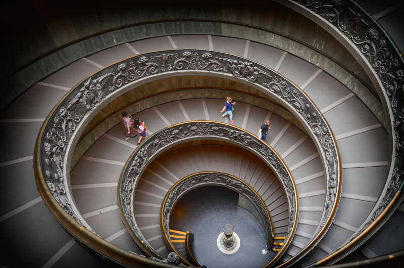 The modern Bramante Staircase, Vatican City, Italy
