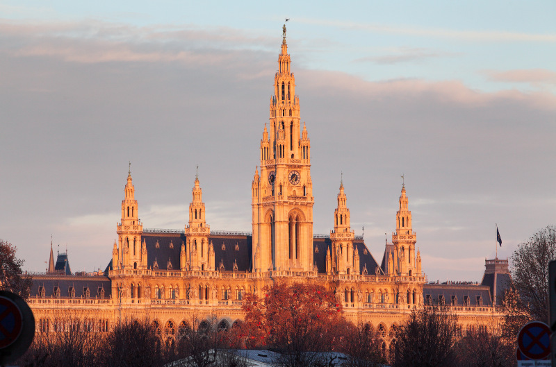 City Hall, Vienna at sunset