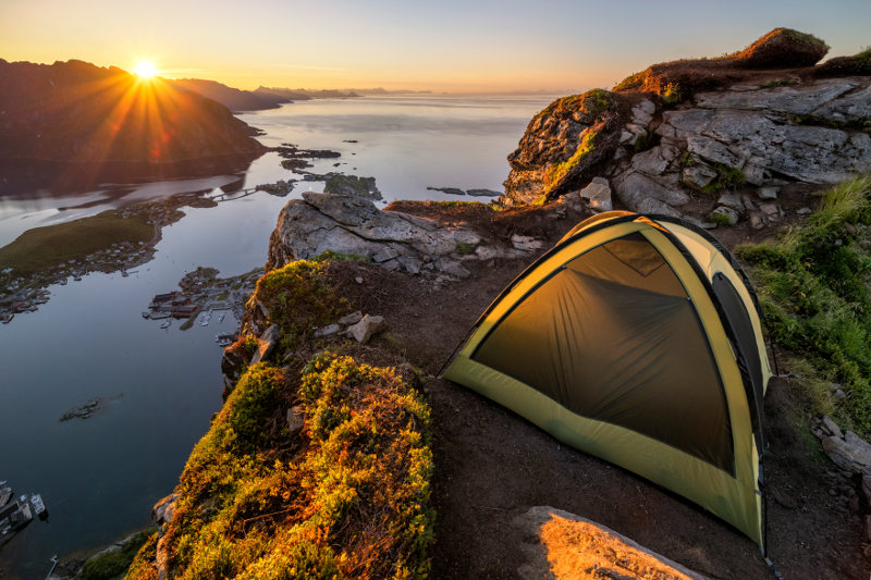 tent on ledge in norway