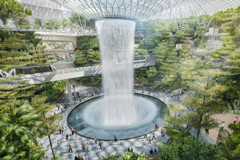drawing of fountain in new changi airport