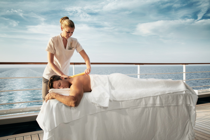 massage on deck of silversea cruise ship