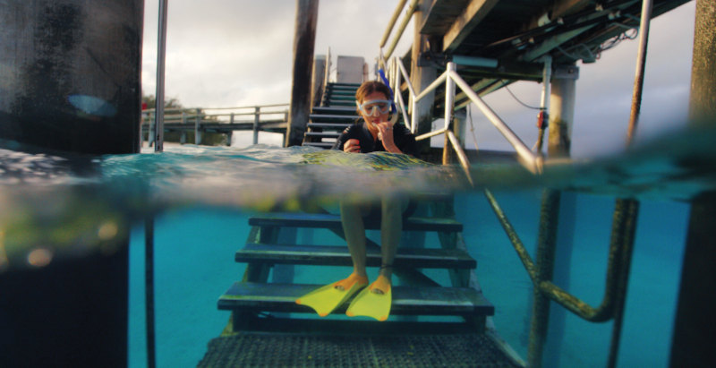 Nicky getting ready to snorkel and dive the reef
