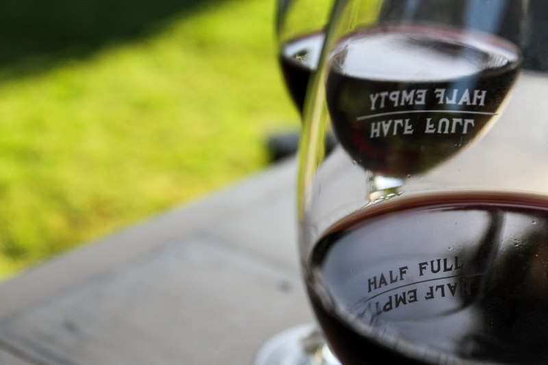 Two glasses of red wine.