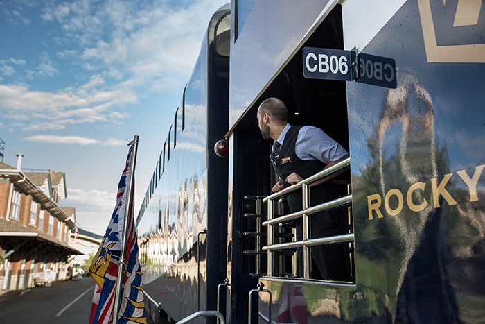 Rocky mountaineer train in platform