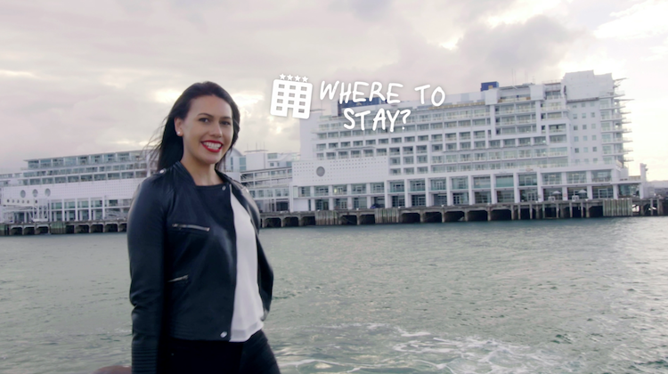 Flight Centre consultant Jamie outside the Hilton Auckland.