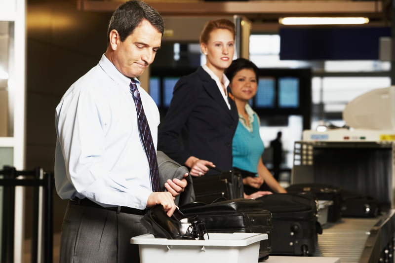 A man in an airport security line