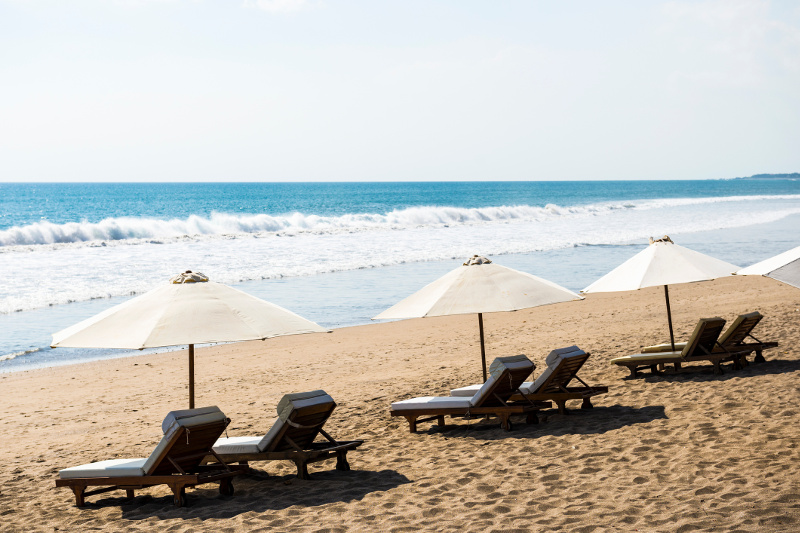 Beach loungers on the beach in Seminyak