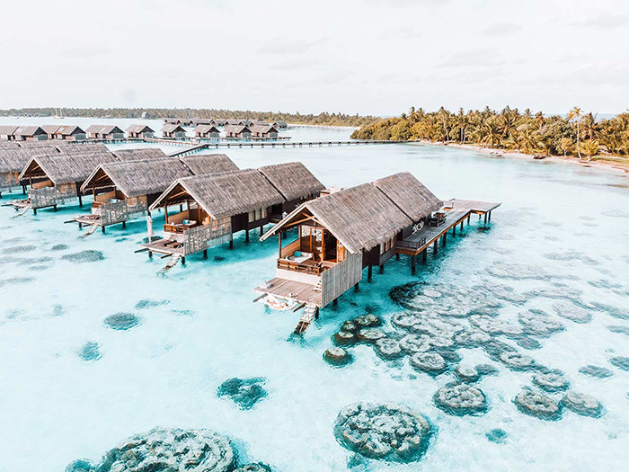 overwater bungalows at Shangri-La's Villingili Resort & Spa, Maldives