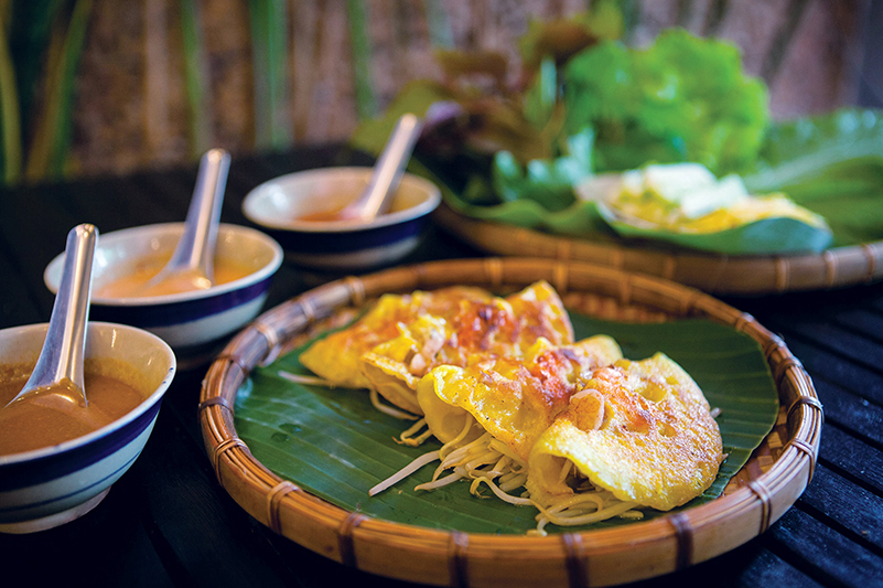 Traditional banh xeo pancakes