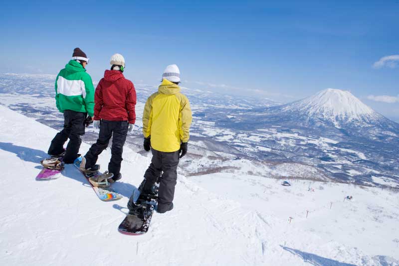 The view from the slopes at Niseko Ski Resort. Mountain in the background