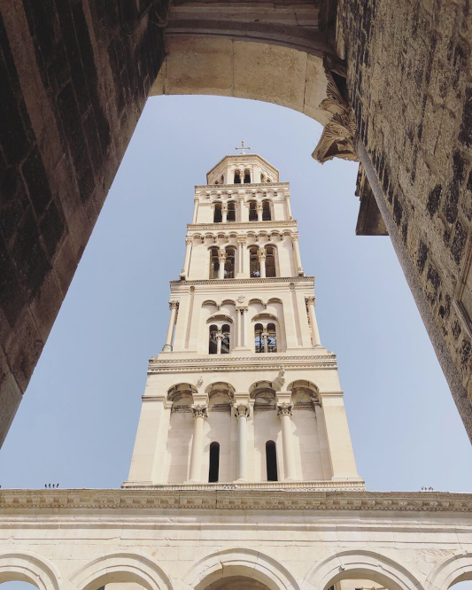 A photo of the bell tower in Diocletian's Palace in Split