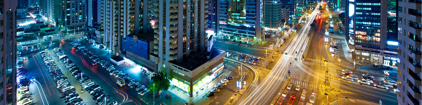 Abu Dhabi bright city lights