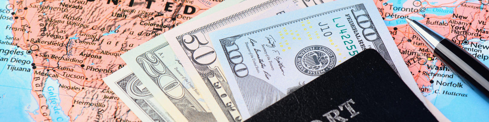 American cash and passport