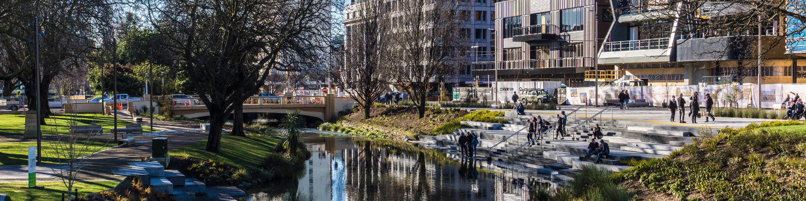 Avon river and streetscape central christchurch