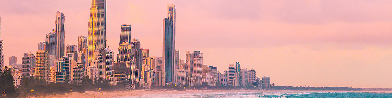 Gold coast skyline at sunset