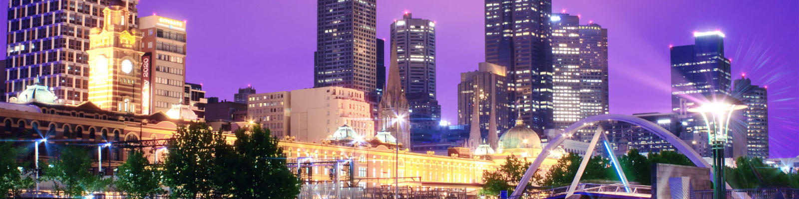 A view of Melbourne over the river at night