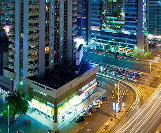 Abu Dhabi bright city lights 