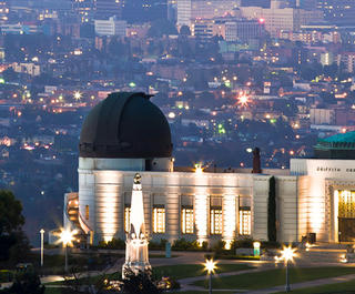 griffith observatory in LA against the skyline at sunset