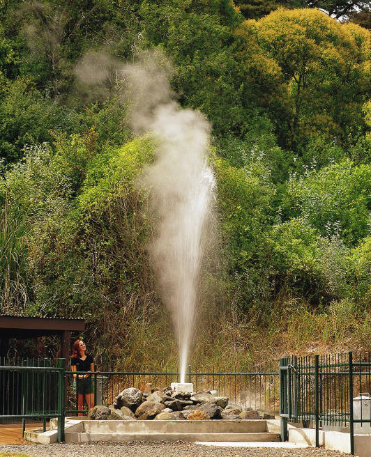 The Mokena Geyser shoots into the air.