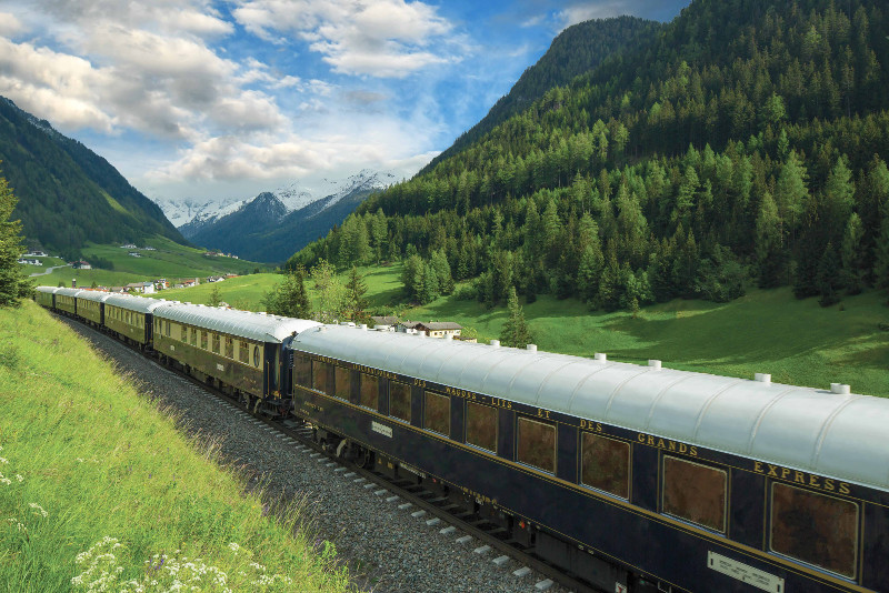 Venice Simplon-Orient-Express makes its way through majestic European valleys