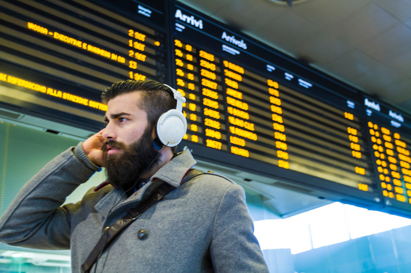 A young entrepreneur at an airport.