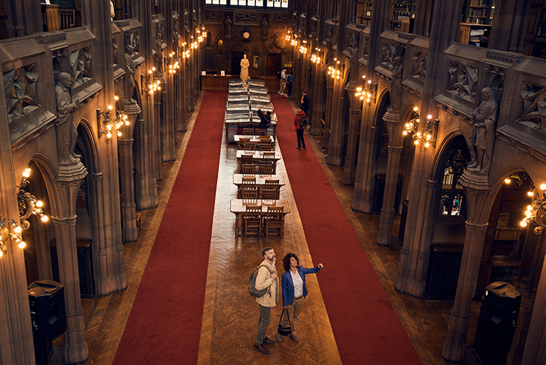 neo-Gothic Reading Room at the John Rylands Library, University of Manchester