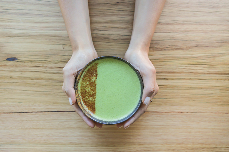 A cup of matcha green tea at Matcha Mylkbar