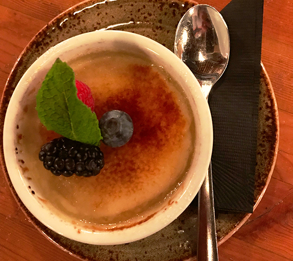 Vegan creme brulee at Edible Canada, Granville Island